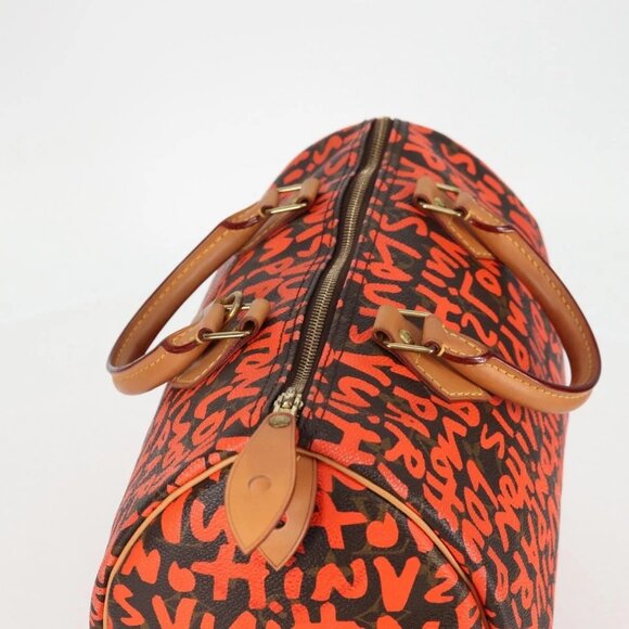LOUIS VUITTON Monogram Graffiti Speedy 30 Hand Bag Orange M93705 Auth 131812V - Picture 6 of 16